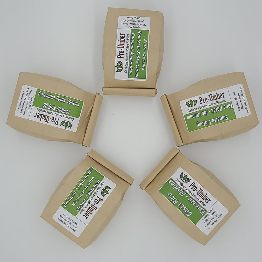 Pre-Umber Green Coffee Sampler Pack - 5 Pounds
