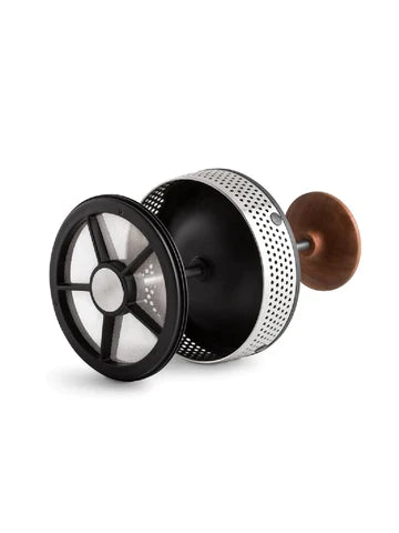 FELLOW Clara French Press - Matte Black & Walnut Handles filter unit with walnut handle